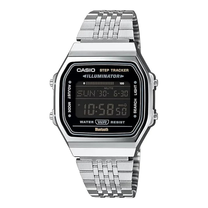 Vintage Unisex 41.6 mm Digital Watch Grey Dial with Gold Stainless Steel Strap (ABL-100WEG-9A)