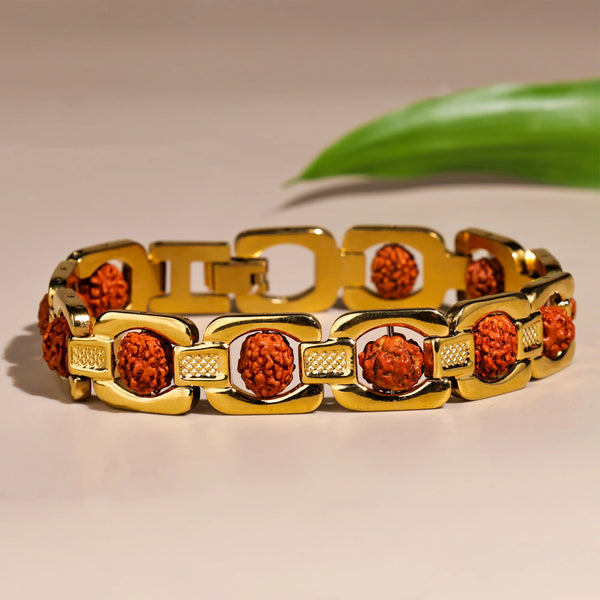 Rudraksha Bracelet Gold Plated for Protection, Peace & Positivity
