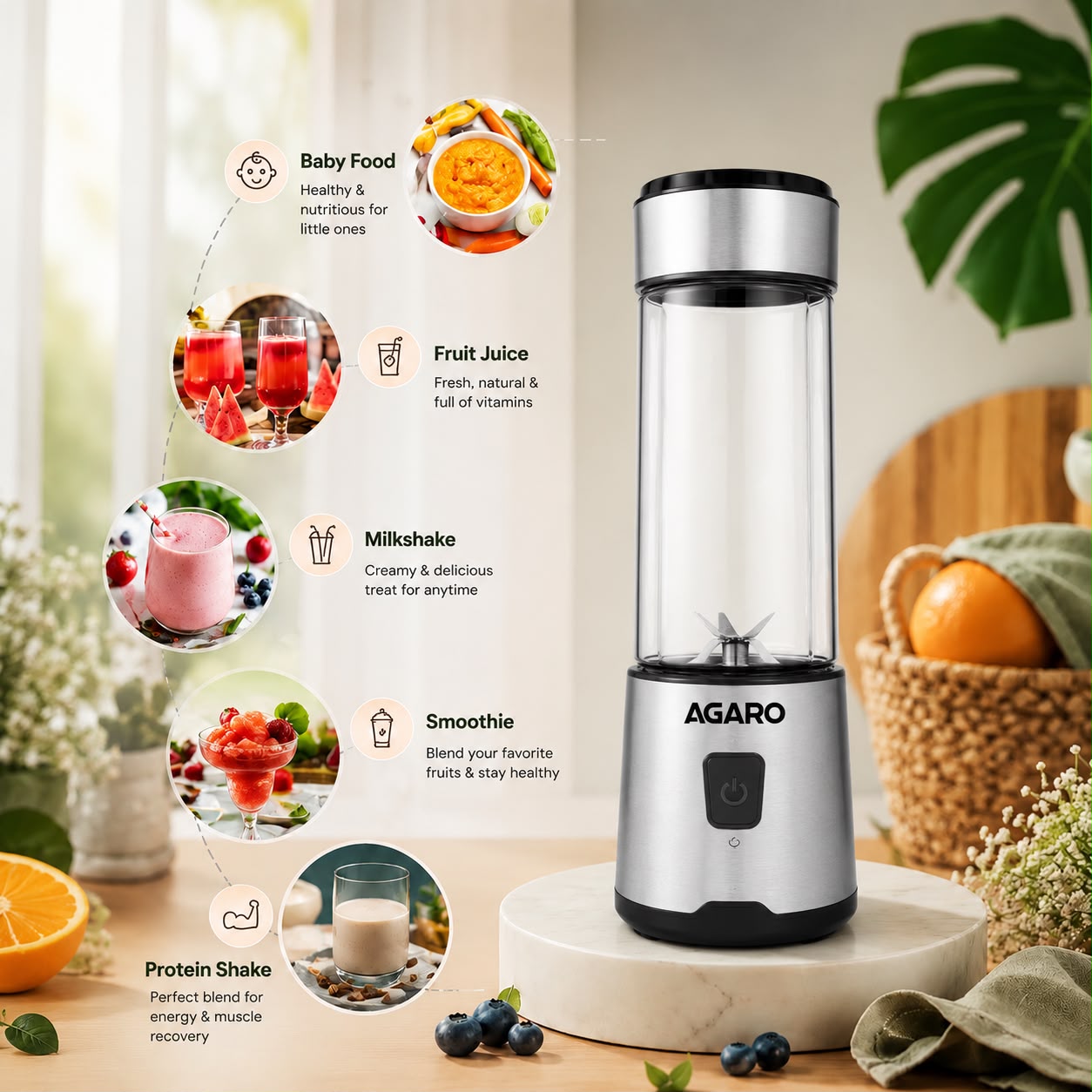 Agaro Portable Mini Blender And Juicer
