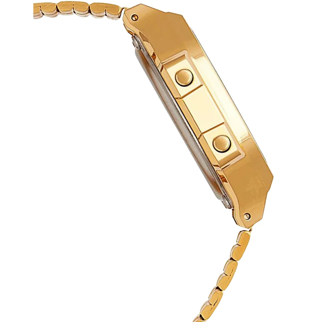 Vintage Unisex 41.6 mm Digital Watch Grey Dial with Gold Stainless Steel Strap (ABL-100WEG-9A)