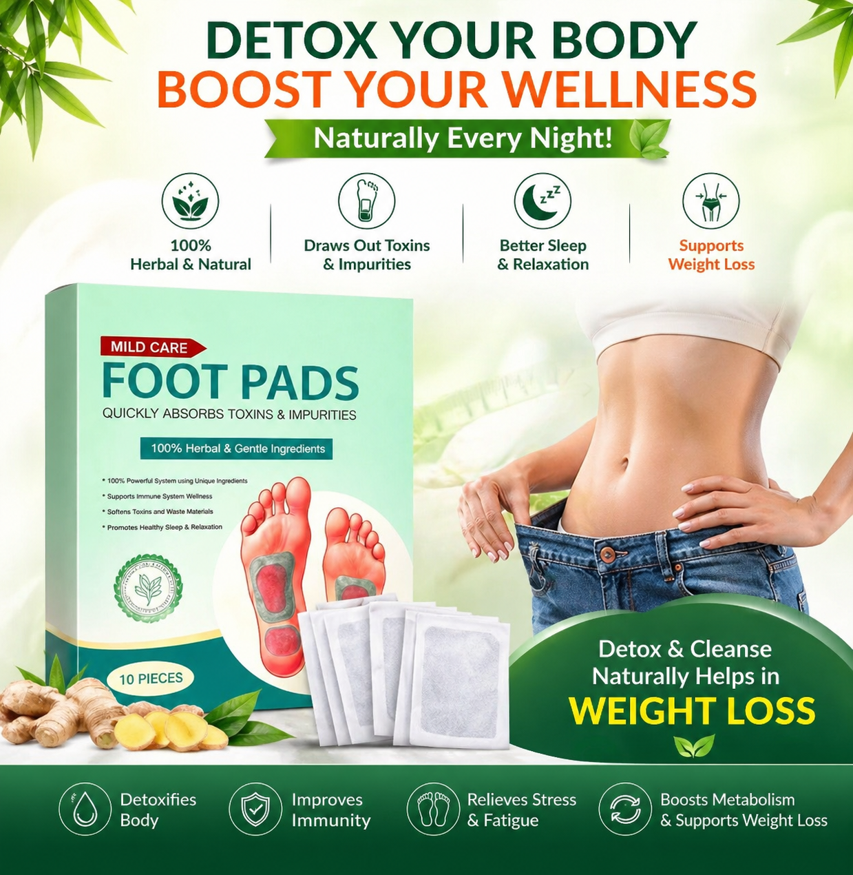 Premium Natural Detox Foot Patches For Weight Loss and Overall Wellness(Buy 1 Get 1 Free)